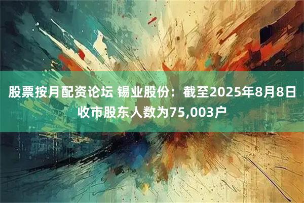 股票按月配资论坛 锡业股份：截至2025年8月8日收市股东人数为75,003户